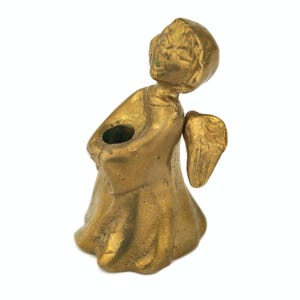 Vintage Brass Angel Candleholder, Little Angel Candlestick, Antique Brass Candlelight, Vintage Christmas Decor, Brass Angel Holding Candle
