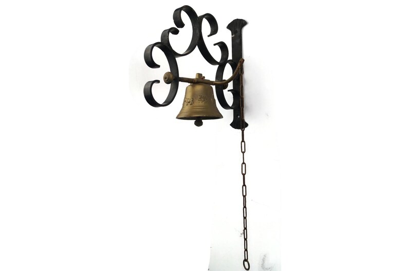 Swiss Bell Ringer Vintage Brass Door Bell, Swiss Front Ringer With Iron Stand for Porch ...