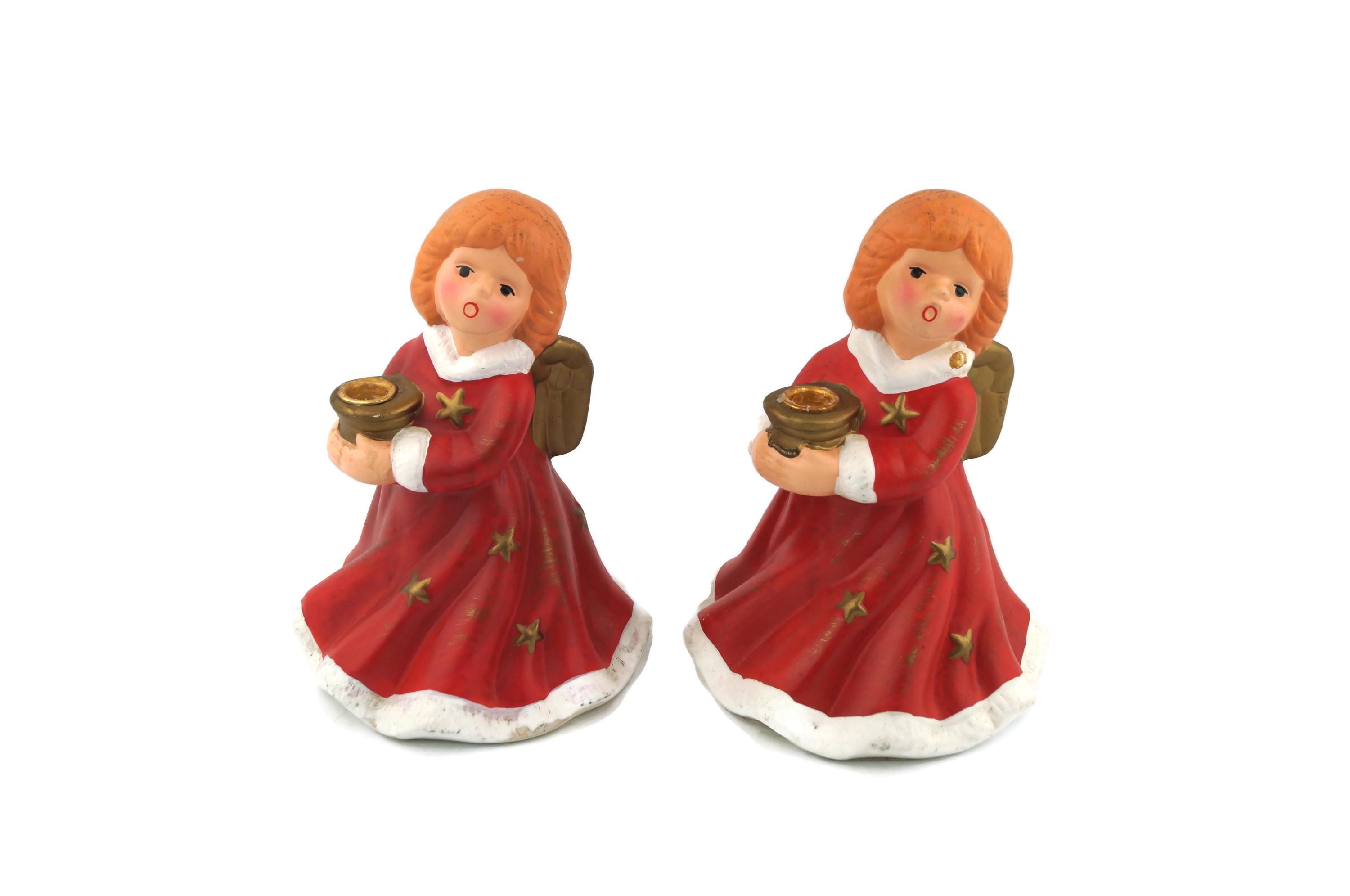 ヴィンテージ セラミック エンジェル キャンドルホルダー - 歌う聖歌隊