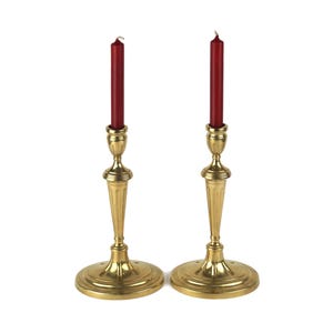Pair of two Antique Brass Candle Holders Set, Vintage French Candlesticks, Retro Table Decor Accent, Table Centerpiece Decor