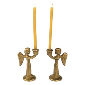 Vintage Brass Angel Candleholder Set, Little Angel Candlestick, Antique Brass Candlelight, Vintage Christmas Decor, Angel Holding Candle
