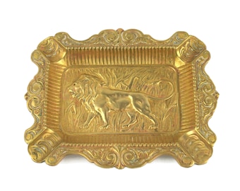 ヴィンテージ 真鍮製 クーパー 鹿 野生動物モチーフ 彫刻 エンボス加工