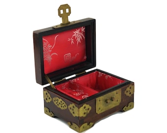 Antike Chinesische Schmuckschatulle aus Palisander 18.Jahrhundert, Vintage Schmuckschatulle, Mahagoni Messing und Jade Box, Chinesische Antiquitäten, Einzigartiges Geschenk
