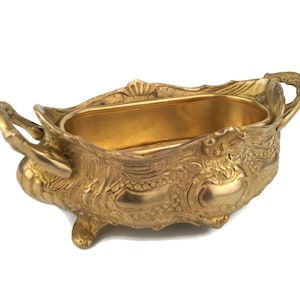 Vintage Brass Jardiniere, French Brass Planter, Vintage Victorian Planter Stand, Ornate Cast Brass Pot Holder, Antique Design, Unique Decor