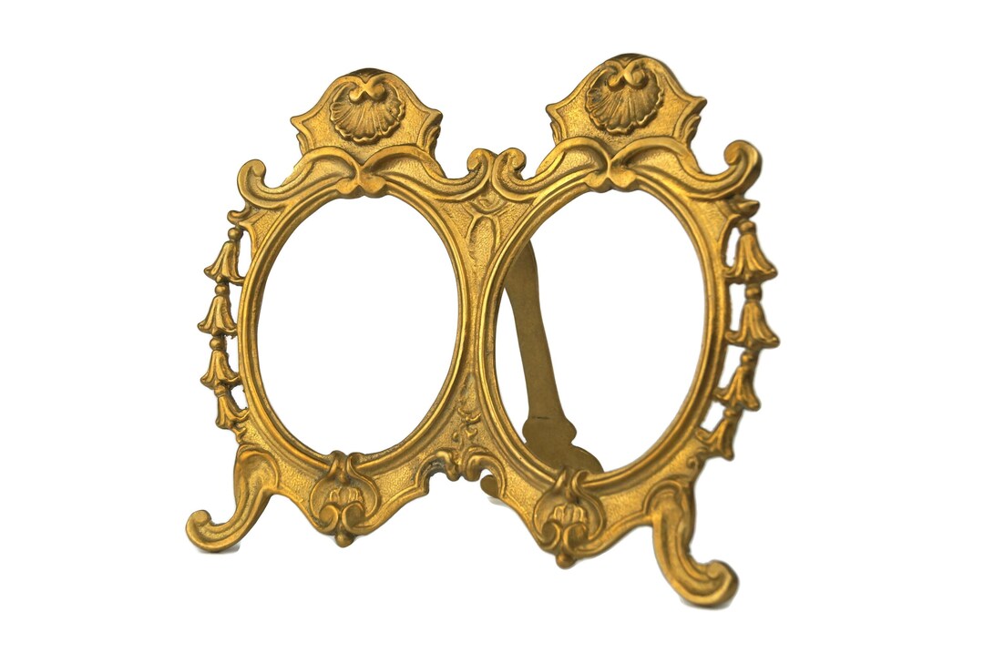 Two Fast Photo Frame Double Photo Frame, Vintage Brass Picture Stand for 2 Photos, Elegant ...