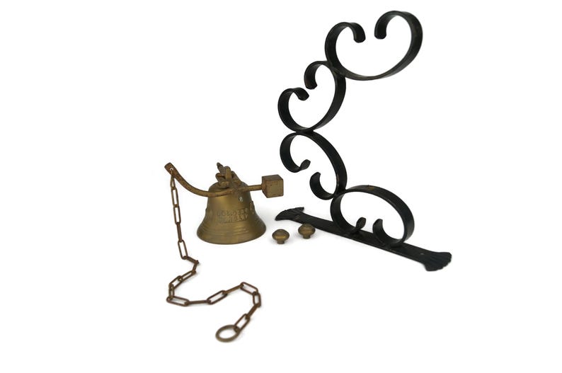 Swiss Bell Ringer Vintage Brass Door Bell, Swiss Front Ringer With Iron Stand for Porch ...