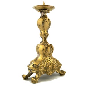 Vintage Brass Candle Holder, Brass Victorian Candlestick Holder with Shish, Church Altar Candlestick, Standing Candle Holder, Home Accent
