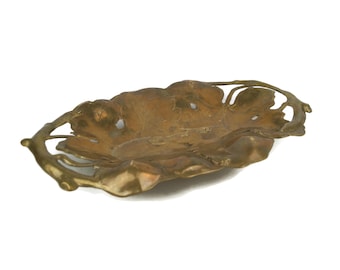 Vintage Brass Tray, Grape Vine Card Tray, Vintage Brass Leaf Dish, Made in Belgium, Vintage Brass Oval Jewelry Tray
