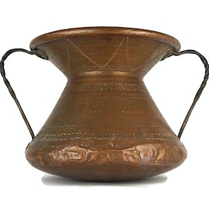 19th Century Copper Pot, Antique Copper Jardiniere, Hand Hammered Copper Planter & Handmade Copper Vessel for Rustic Farmhouse Home Decor
