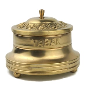 Barattolo per tabacco in ottone vintage, scatola porta sigarette antica, contenitore per tabacco retrò con coperchio, arredamento unico per la casa, idea regalo, accessori per caverne maschili