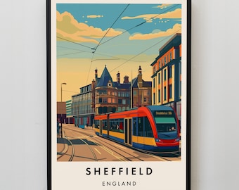 Sheffield Travel Print, Wall Art Sheffield, Sheffield Print, Sheffield Travel Poster, Sheffield Gift Art, Sheffield Art, Sheffield Gift