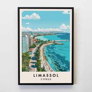 Limassol Travel Print, Wall Art Limassol, Cyprus Poster, Cyprus Travel Print, Travel Lovers Home Decor Wall Art City Travel Poster Gifts