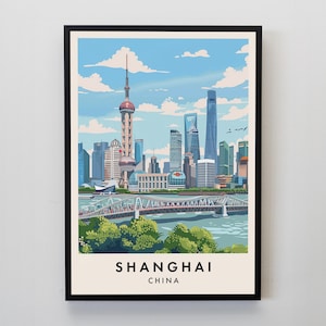 Shanghai Travel Print, Wall Art Shanghai, Shanghai Print, Shanghai Poster, China Gift Art, China Travel Art, China Gift