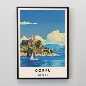 Corfu Travel Print, Wall Art Corfu, Corfu Print, Corfu Poster, Corfu Gift Art, Greece Travel Art, Greece Gift