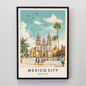 Impression de voyage à Mexico, art mural Mexico, impression de la ville de Mexico, affiche du Mexique, art cadeau Mexique, art du Mexique