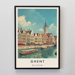 Impresión de viaje de Gante, arte de pared Gante, impresión de Gante, cartel de viaje de Gante, arte de regalo de Gante, arte de viaje de Gante, regalo de viaje