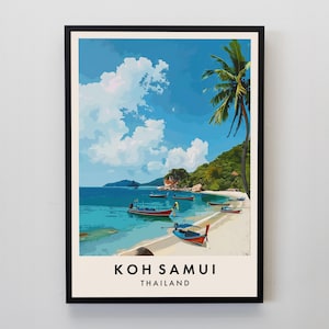 Koh Samui Travel Print, Wall Art Koh Samui, Koh Samui Print, Koh Samui Poster, Thailand Gift Art, Thailand Travel Art, Thailand Gift