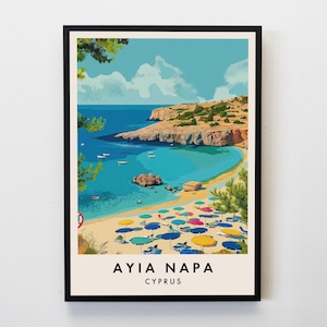 Ayia Napa Travel Print, Wall Art Ayia Napa, Cyprus Poster, Cyprus Travel Print, Travel Lovers Home Decor Wall Art City Travel Poster Gifts