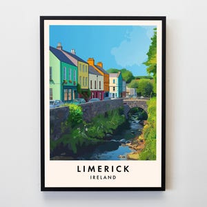 Limerick Travel Print, Wall Art Limerick Poster, Limerick Print, Ireland Travel Print, Travel Lovers Home Decor Wall Art City Travel Gifts