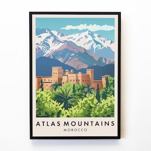 Atlas Mountains Travel Print, Wall Art Atlas Mountains Poster, Morocco Travel Print, Travel Lovers Home Decor Wall Art City Travel Poster