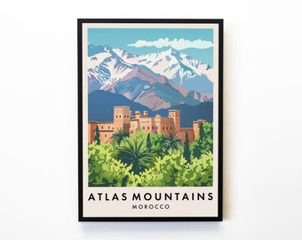 Atlas Mountains Travel Print, Wall Art Atlas Mountains Poster, Morocco Travel Print, Travel Lovers Home Decor Wall Art City Travel Poster
