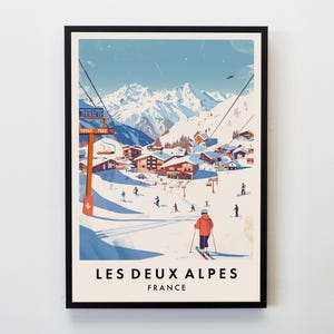 Les Deux Alpes Travel Print, Wall Art Les Deux Alpes Poster, France Travel Print, The Alps Travel Ski Lovers Home Decor Wall Art City Travel