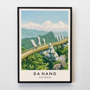 Impressão de viagem Da Nang, arte de parede Da Nang, pôster Da Nang, impressão de viagem do Vietnã, decoração de casa para amantes de viagens, arte de parede, pôster de viagem da cidade, presentes
