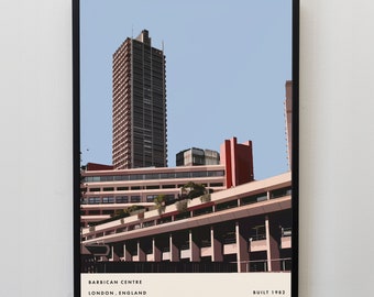 バービカン・ビル ロンドン アートポスター A2版 バービカン・センター・ロンドン、建築ポスター、レトロポスター
