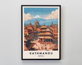 Kathmandu Travel Print, Wall Art Kathmandu, Kathmandu Print, Kathmandu Poster, Nepal Gift Art, Nepal Travel Art, Nepal Gift
