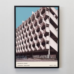 Welbeck St, Brutalist Architecture Poster, Retro Poster, Mid Century Modern Poster, Minimalist Poster, London Gift, Architect Gift, Poster