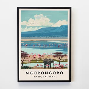 Ngorongoro Travel Print, Wall Art Ngorongoro Poster, Tanzania Africa Travel Print,  Travel Lovers Home Decor Wall Art City Travel Poster
