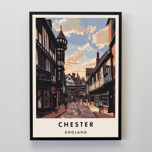 Chester Travel Print, Wall Art Chester, Chester Print, Chester Travel Poster, Chester Gift Art, Chester Travel Art, Chester Gift
