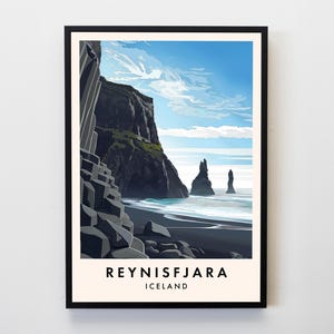 Reynisfjara Beach Travel Print, Wall Art Iceland Poster, Iceland Travel Print, Travel Lovers Home Decor Wall Art City Travel Poster Gifts