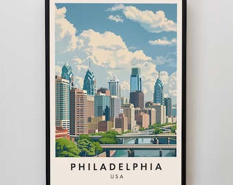 Philadelphia Travel Print, Wall Art Philadelphia, Philadelphia Print, Philadelphia Poster, USA Gift Art, USA Travel Print, USA Poster