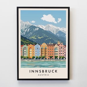 **Innsbruck-Reise-Druck, Wand-Kunst-Innsbruck-Plakat, Österreich-Reise-Druck, die Alpen-Reise-Liebhaber-Haus-Dekor-Wand-Kunst-Stadt-Reise-Plakat Geschenke