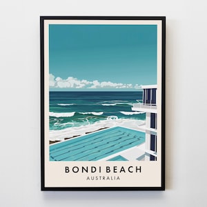 Bondi Beach Reise-Druck, Wandkunst Bondi Beach Poster, Sydney-Druck, Australien-Reisedruck, Reise-Liebhaber-Haus-Dekor-Wand-Kunst-Reise-Plakat