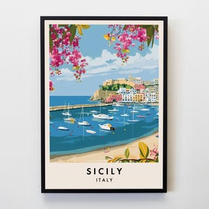 Sicily Travel Print, Wall Art Sicily, Sicily Poster, Italy Travel Print, Italy Travel Lovers Home Decor Wall Art City Travel Poster Gifts