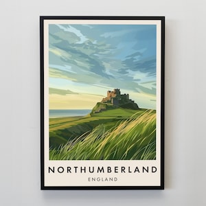 Northumberland Travel Print, Wall Art Northumberland, Northumberland Print, Northumberland Poster, Northumberland Gift Art, England Gift