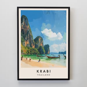 Krabi Travel Print, Wall Art Krabi, Krabi Print, Krabi Poster, Thailand Gift Art, Thailand Travel Art, Thailand Gift