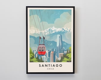 Santiago Travel Print, Wall Art Santiago, Santiago Poster, Chile Gift, Chile Poster, South America Travel Print, Travel Lovers Gift Wall Art