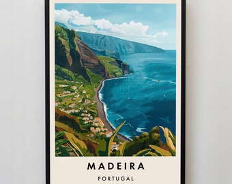 Madeira Travel Print, Wall Art Madeira, Madeira Print, Madeira Poster, Madeira Gift Art, Portugal Travel Art, Portugal Gift
