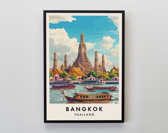 Bangkok Travel Print, Wall Art Bangkok, Bangkok Print, Bangkok Poster, Thailand Gift Art, Thailand Travel Art, Thailand Gift