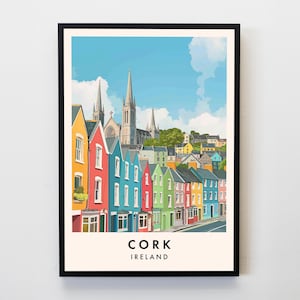 Cork Travel Print, Wall Art Cork Ireland Poster, Cork Print, Ireland Travel Print, Travel Lovers Home Decor Wall Art City Travel Poster Gift