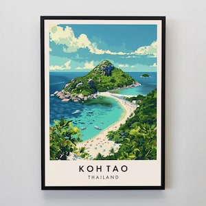 Koh Tao Travel Print, Wall Art Koh Tao, Koh Tao Print, Koh Tao Poster, Thailand Gift Art, Thailand Travel Art, Thailand Gift