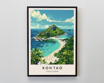 Koh Tao Travel Print, Wall Art Koh Tao, Koh Tao Print, Koh Tao Poster, Thailand Gift Art, Thailand Travel Art, Thailand Gift