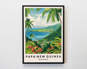 Papua New Guinea Travel Print, Wall Art Papua New Guinea Poster, Papua New Guinea Art,  Travel Lovers Home Decor Wall Art Travel Poster Gift