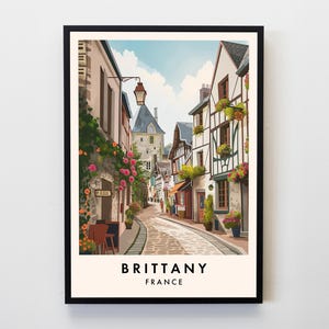 Impressão de viagem da Bretanha, arte de parede, impressão de pôster da Bretanha, impressão de viagem da França, decoração de casa para amantes de viagens, arte de parede, pôster de viagem da cidade, presentes