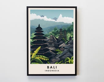 Bali Travel Print, Wall Art Bali, Bali Poster, Indonesia Travel Print, Bali Travel Lovers Home Decor Wall Art City Travel Poster Gifts