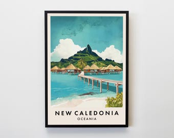 New Caledonia Travel Print, Wall Art New Caledonia Poster, France Pacific Travel Print, Travel Lovers Home Decor Wall Art Travel Poster Gift