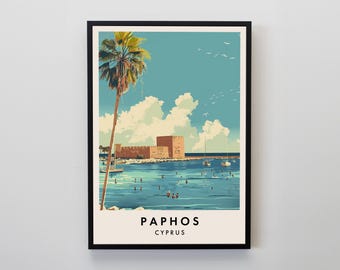 Impressão de viagem em Pafos, Arte de parede em Pafos, Impressão de Pafos, Pôster de Pafos, Arte para presente em Pafos, Arte de viagem em Chipre, Impressão em Chipre, Arte para presente para amantes de viagens